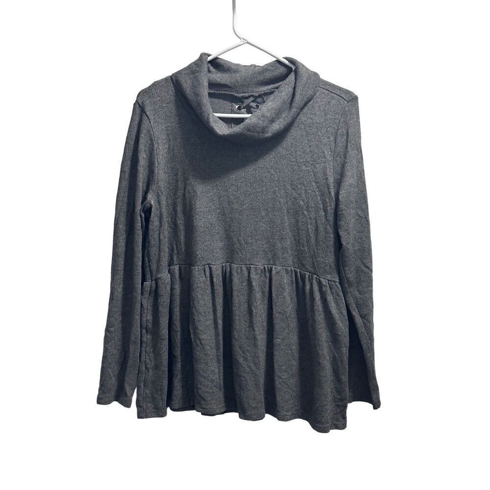 Maurices Size 0X Grey Tunic Laced Up Back